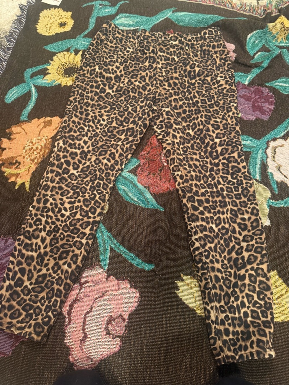 Leopard Print Skinny Pants - Tan & Black